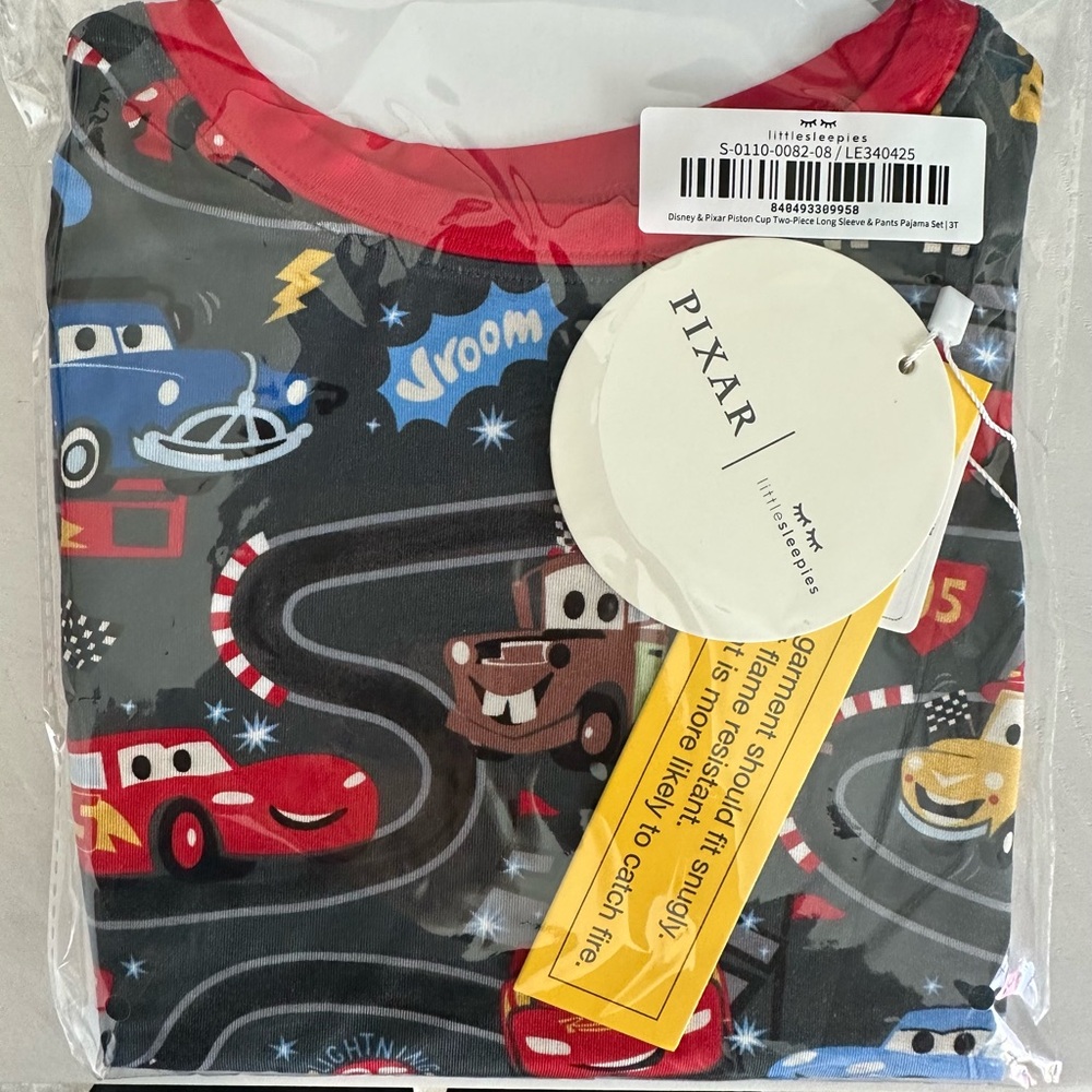 Little Sleepies Disney Cars Piston Cup Bamboo Pajama Set 2 Piece Size 3T NWT - Picture 2 of 6